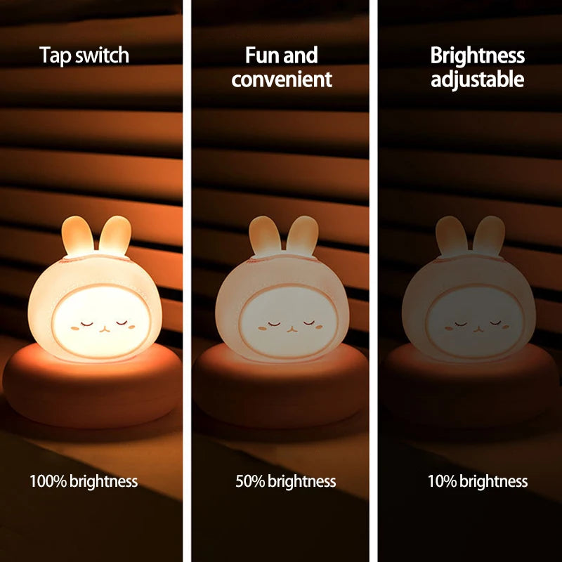 Nightlight Children's Night Light Bear Rabbit Baby Cute For Home Bedroom Kid USB Cartoon Led Lamp Christmas Gift